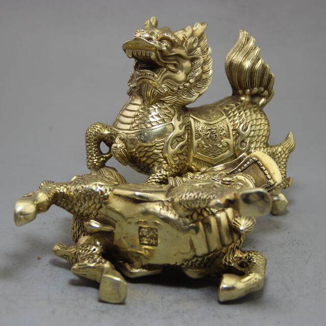 Retro distressed antiques miscellaneous copper crafts distressed copper unicorn pair ornaments home ornaments 3