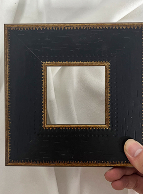 画框实木中古风黑金撞色相框