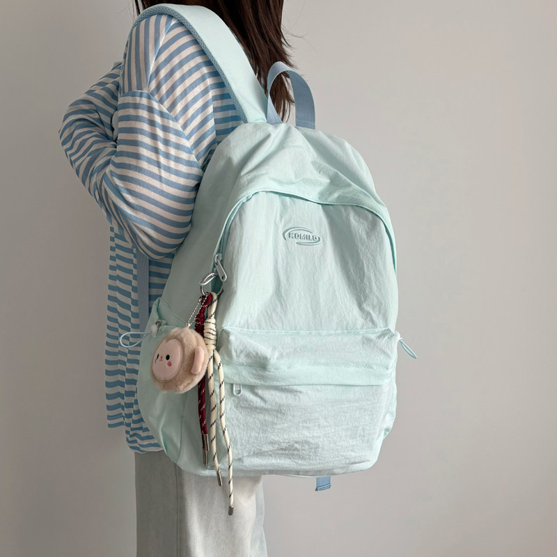 韩国书包女大学生上课包防泼水初中生高中背包纯色登山旅游双肩包,淘宝优惠券,粉丝福利购,淘宝优惠卷