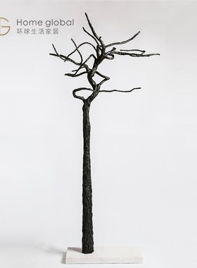 环球悦生活软装设计师古金色树枝样板房间珊瑚树S现代简约雕塑摆