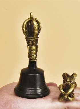 藏传民族风家居随身n纯铜金刚铃金刚杵加厚迷你五股铃杵铃铛迷你