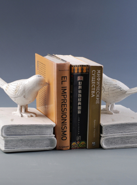 现代简约田园风小鸟书档书立桌面软装饰I品家居样板间书房书靠摆