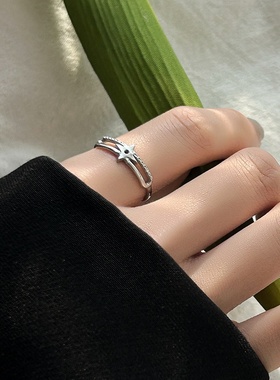跨境时尚复古风钛钢戒指女小众高级轻奢不锈钢开口可调节戒指