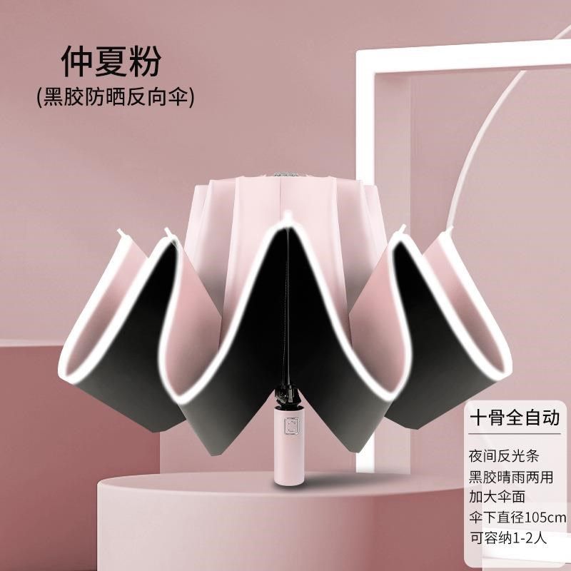 骨强抗风全自动反向伞晴雨两用反光条雨伞三折商务礼品广告伞,淘宝优惠券,粉丝福利购,淘宝优惠卷