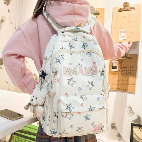 星星书包初中女生高颜值大容量高中小学生轻便减负大学生双肩包女 - 图0