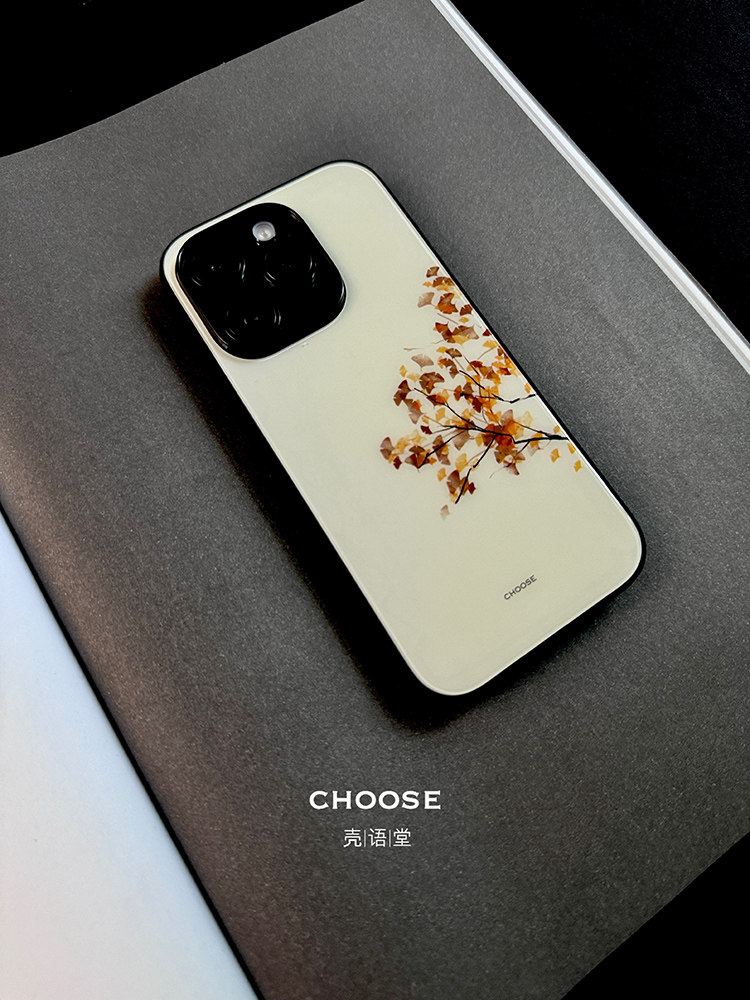 「银杏灼」壳语堂新中式适用于苹果iphone15Promax套iPhone14Pro玻璃手机壳13pro防滑12mini全包11/Xsmax/XR,淘宝优惠券,粉丝福利购,淘宝优惠卷