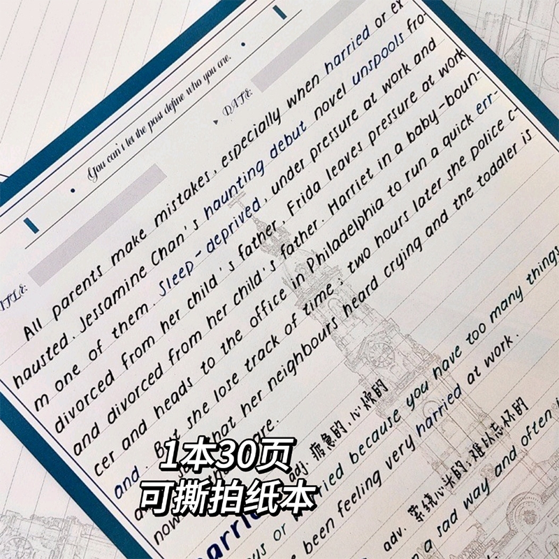 高颜值B5欧洲建筑拍纸本学生学习纸摘抄横线本子无粘性可撕记录本-图3