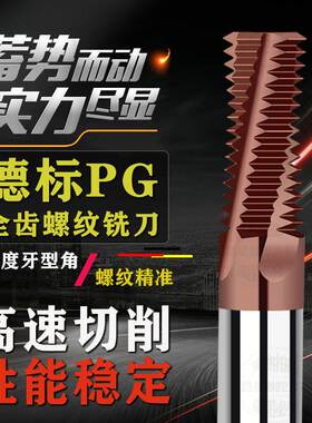 80度德标全牙螺纹铣刀PG7 9 11 13.5 16 21 29 36 钢瓶全齿铣牙刀