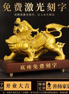 现货速发纯黄铜貔貅摆件一对公母铜貔恘铜皮丘家用客厅玄关全铜办