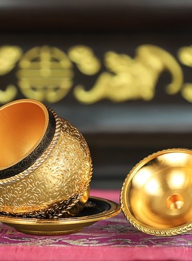 现货速发鎏金供水杯纯铜供杯招财供佛杯净水杯道家财神圣水杯招财
