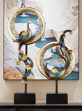 现货速发电视柜孔雀凤凰摆件工艺品样板间玄关店铺橱窗展客厅装饰