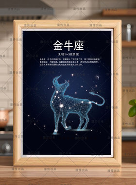 12星座金牛座装饰画相框画框十二星座房间桌面长方形摆件摆台挂画