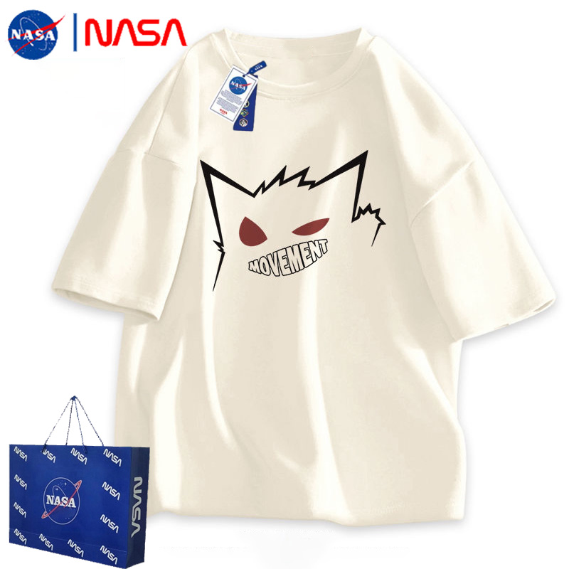NASA联名宝可梦t恤男2024夏季潮牌ins青少年宽松百搭卡通情侣上衣 - 图2