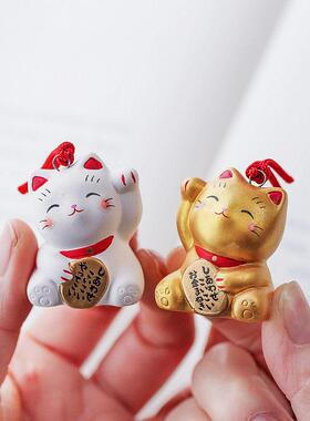 日本进口招财猫开运土铃摆件家居吉祥物车载挂件生日送礼物
