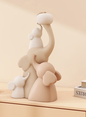 大象客厅a桌面摆件轻奢高档高级感茶几台面家居电视柜黑白寓意好