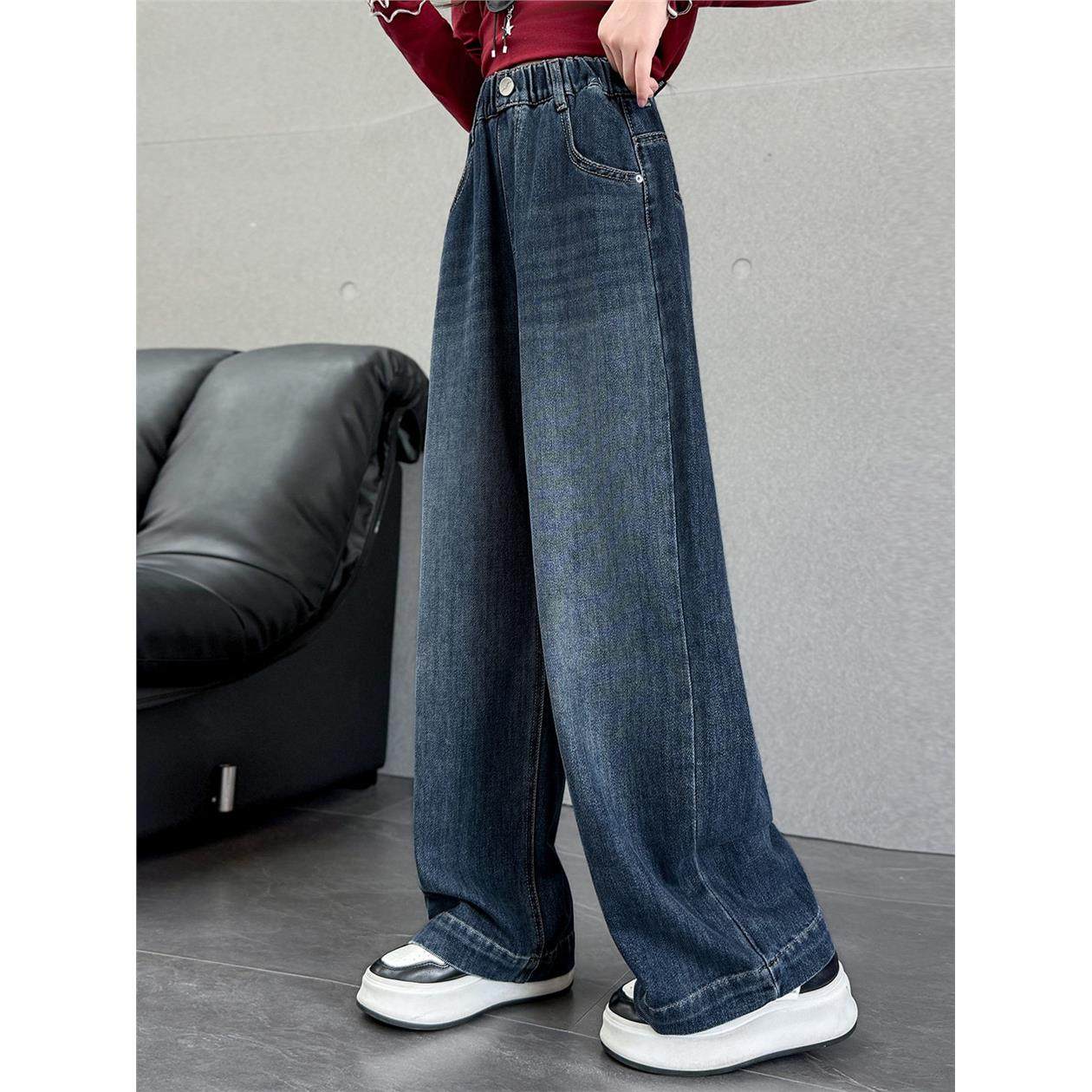 法国轻奢潮童女童裤子外穿秋冬潮女孩直筒阔腿儿童冬季加绒牛仔裤,淘宝优惠券,粉丝福利购,淘宝优惠卷