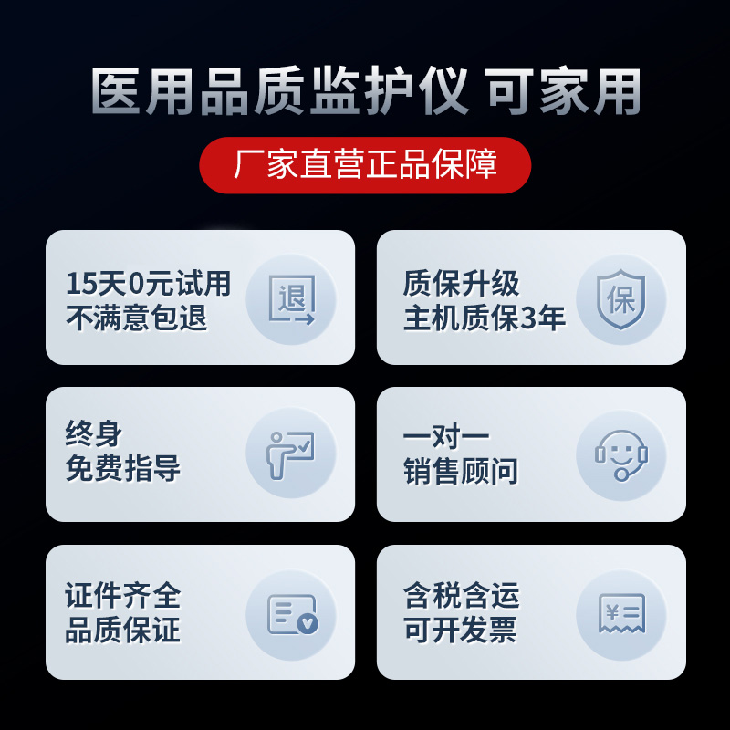 鲸卫心电监护仪家用便携式多参数血氧血压心率监测仪救护车医用 - 图1