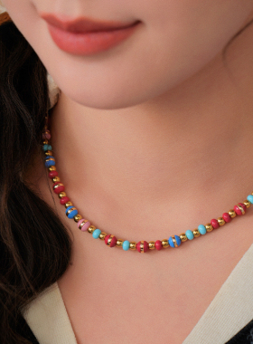 桑蕾小怪兽阿蒙联名款汉堡珠项链女时尚小众原创设计2025年新品