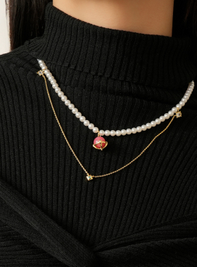 桑蕾太空舱珍珠项链双层时尚小众设计2025秋冬新款