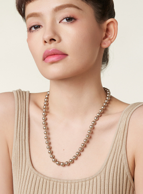 桑蕾咖啡米果仿珍珠项链大时尚小众女2025秋冬新款
