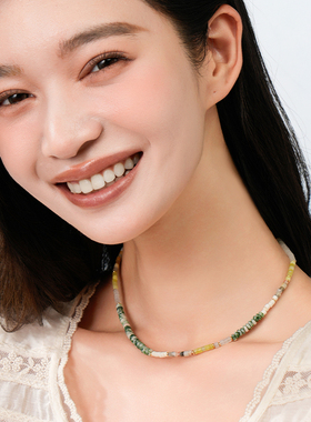 Social Talent桑蕾青梅天然石串珠项链云雾雪松小众设计春夏新款