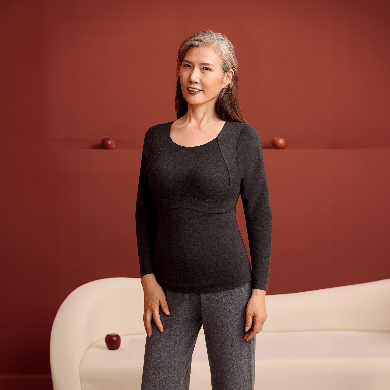 染岸妈妈款蚕丝保暖内衣妇女士带胸垫免穿文胸中老年人羊绒打底衣,淘宝优惠券,粉丝福利购,淘宝优惠卷