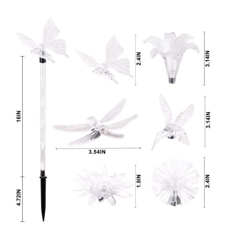 户外太阳能蜂鸟蜻蜓蝴蝶向日葵地插灯庭院景观装饰灯防水过道草坪 - 图0