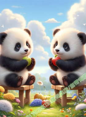 超萌可爱的熊猫宝宝遮丑贴纸冰箱门窗贴纸墙面划痕贴纸汽车防水贴