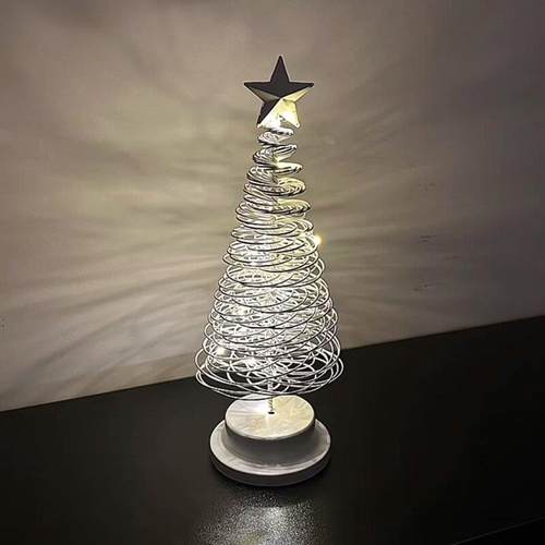 桌面圣诞树螺旋小夜灯迷你小型装饰卧室家用星星灯小摆件节日礼物 - 图2