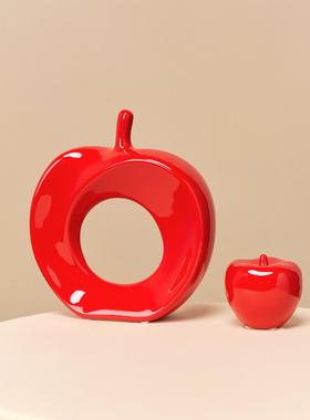 苹苹安安乔迁入宅搬家暖居开业装饰摆件布置苹果造型陶瓷工艺品