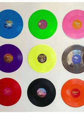 黑胶唱片彩色打卡点装饰拍照道具直播间背景墙复古海报拍摄摆件