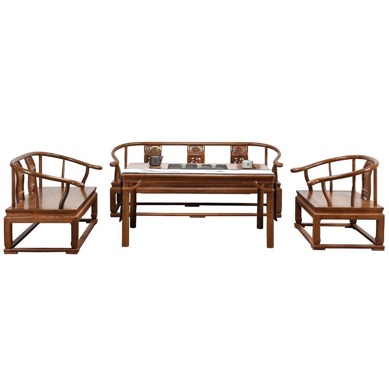 红木家具 鸡翅木沙发 客厅木质复古仿古中式实木沙发组合圈椅沙发 - 图3