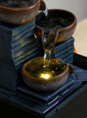 太阳能玄关茶桌面流水循环摆件办公室招财客厅生财不插电水系景观