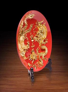 Verlude，新婚夫妇结婚礼品，彩线刻，龙凤NBG雕吉祥饰板品，客厅