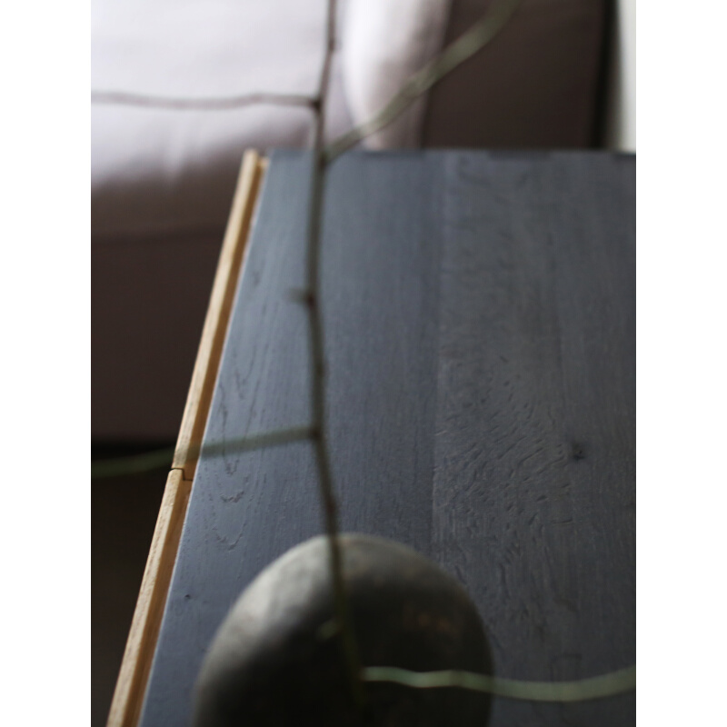 朴室现 代侘寂风简约北欧法国橡木原木两门艺术客厅边柜玄关柜 - 图2