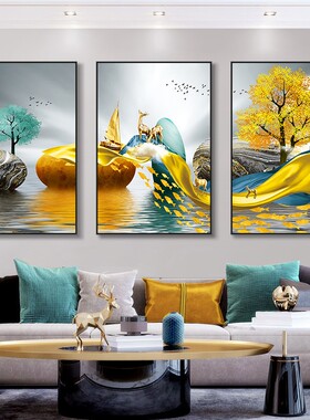 艺环宇厂家直销现代微喷客厅装饰画沙发背景三联画沙发背景墙时尚