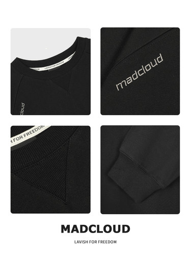 Madcloud|Cotram-pro™长绒棉系列美式套头打底衫纯色圆领卫衣男 - 图3
