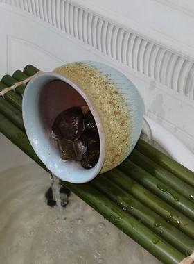 鱼缸流水板竹排竹垫配件竹子装饰diy摆件不可漂浮竹排陶瓷流水器