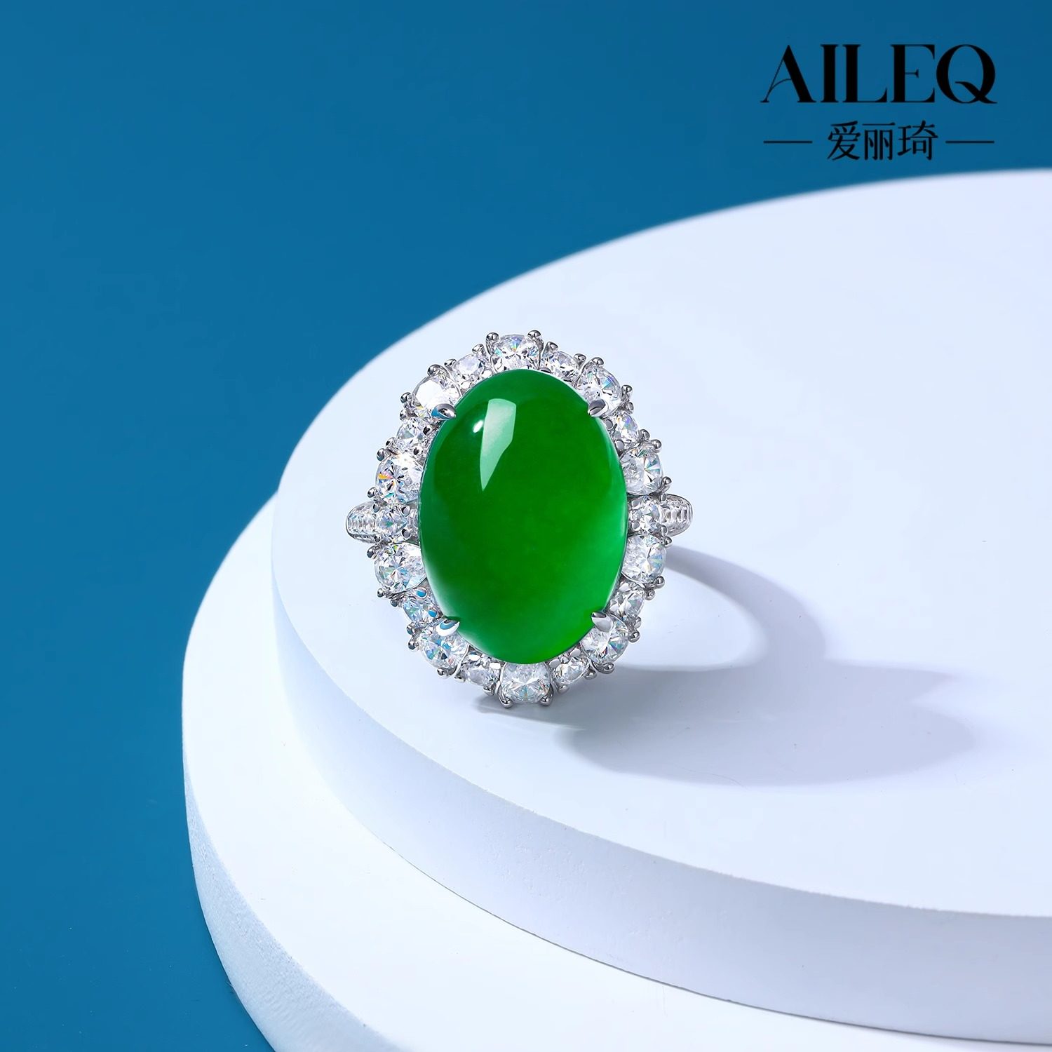 新品AILEQ纯银天然玉髓戒指特大鸽子蛋面围镶新中式女款轻奢款k10,淘宝优惠券,粉丝福利购,淘宝优惠卷