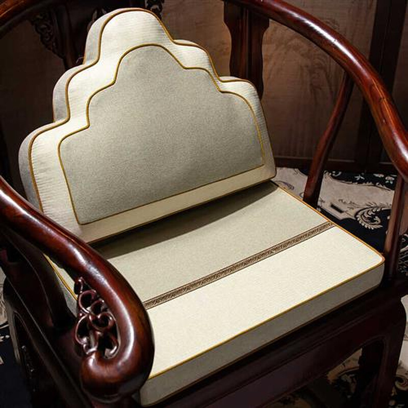 中式纯色棉麻坐垫新中式红木沙发垫实木家具餐桌椅垫圈椅茶椅座垫-图0