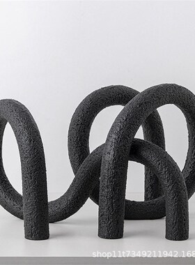 现代北欧几何绳结线条摆件软v装样板间售楼部不规则拱形家居装饰