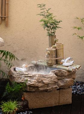 涵中式招财流水摆件循环水喷客新厅玄关禅意泉BJ23042卧龙落掬地