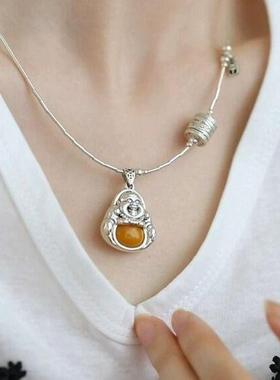 925感银古新中式护身符桶珠项炼锁骨炼项圈ZTV轻奢简管覆约高级小