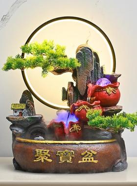 假水山加2301景观客厅湿器盆高山风车流摆件循环水招财景造景风水
