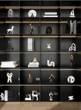 中式装轻奢高档家居新饰品摆件书柜室客厅办公展套装示柜软装工艺