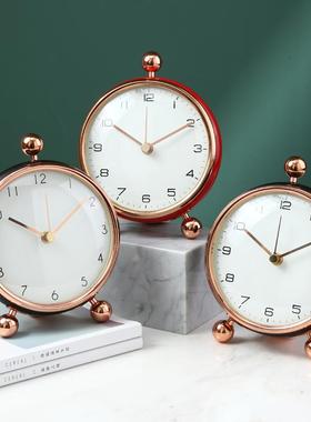 北欧轻奢台式座钟客厅钟表摆件台钟时钟桌面摆钟个性创意静音坐钟