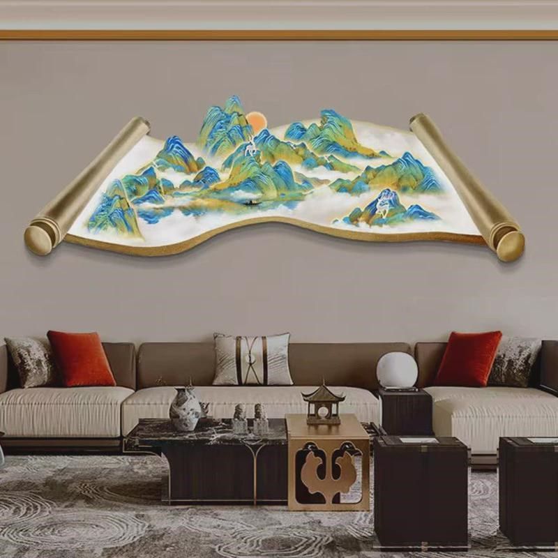 新中式客厅装饰画山水卷轴led灯D画沙发背景墙挂画办公室茶室壁画,淘宝优惠券,粉丝福利购,淘宝优惠卷