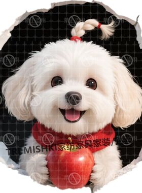 爆款小狗贴纸可爱马尔济斯犬贴画客厅卧室墙贴防水柜门自粘贴画
