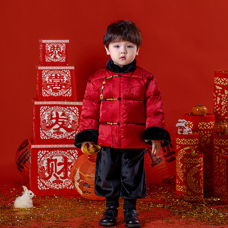 男童拜年服中国风宝宝周岁冬季套装儿童唐装加厚棉衣新年过年衣服,淘宝优惠券,粉丝福利购,淘宝优惠卷