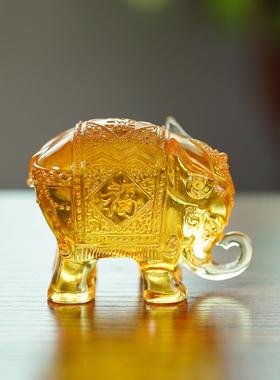 古玻HMK璃吉象家居客厅办公室桌面摆件吉祥祥品象乔装饰礼迁开幕